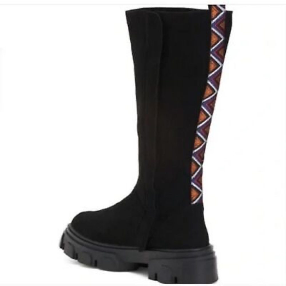 FARM RIO Faux Suede Tall Shaft Boots, vegan leather, black